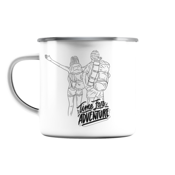 Time for Adventure – Emaille Tasse (Silber)