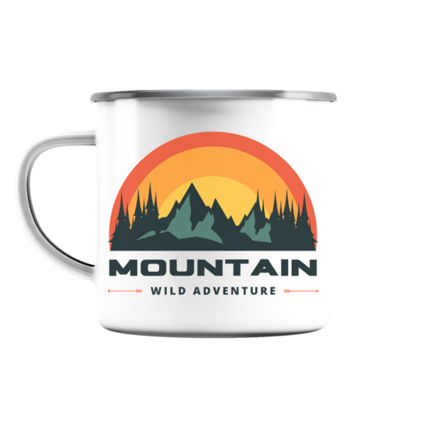 Mountain Wild Adventure “Wandern” – Emaille Tasse (Silber)
