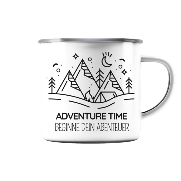 Adventure Time - Beginne dein Abenteuer Tasse Emaille Outdoor - Emaille Tasse (Silber)