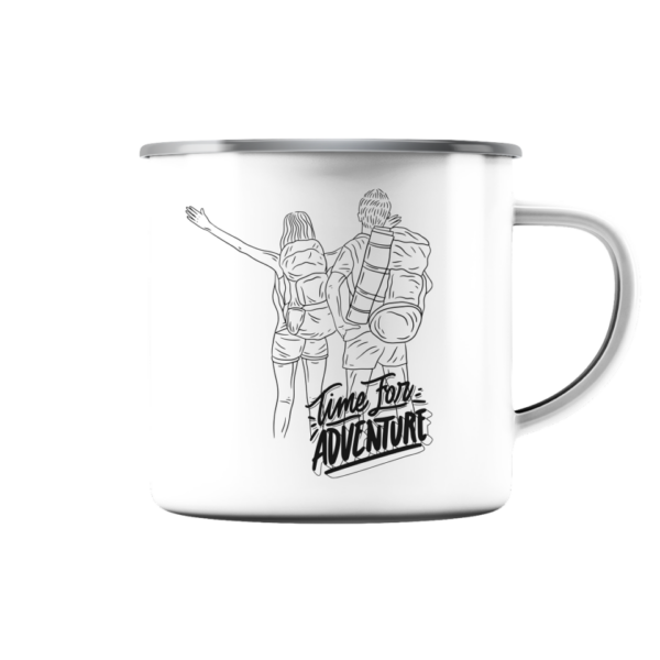 Time for Adventure - Emaille Tasse (Silber)