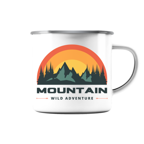 Mountain Wild Adventure "Wandern" - Emaille Tasse (Silber)